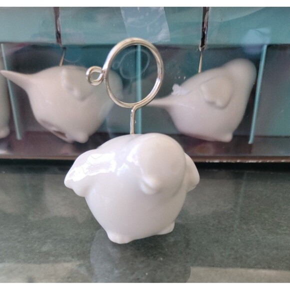 Pier 1 Imports White Ceramic Bird Place Card Holders Set of 4 - Picture 1 of 7